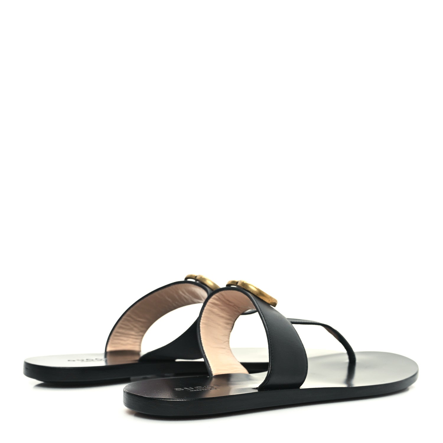 Gucci Calfskin GG Marmont Thong Sandals 37 Black 5 of 8