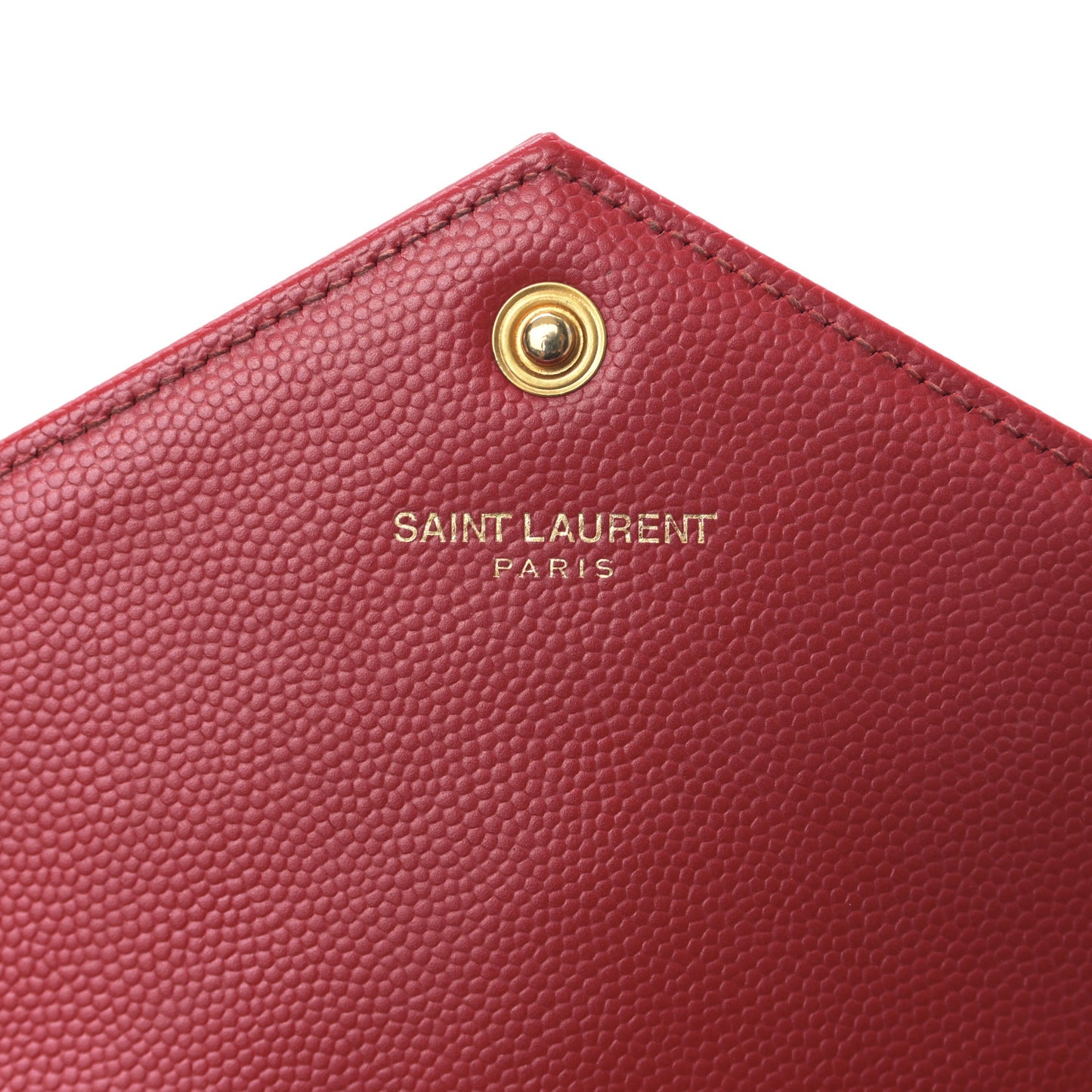 Grain De Poudre Matelasse Chevron Monogram Envelope Chain Wallet Red
