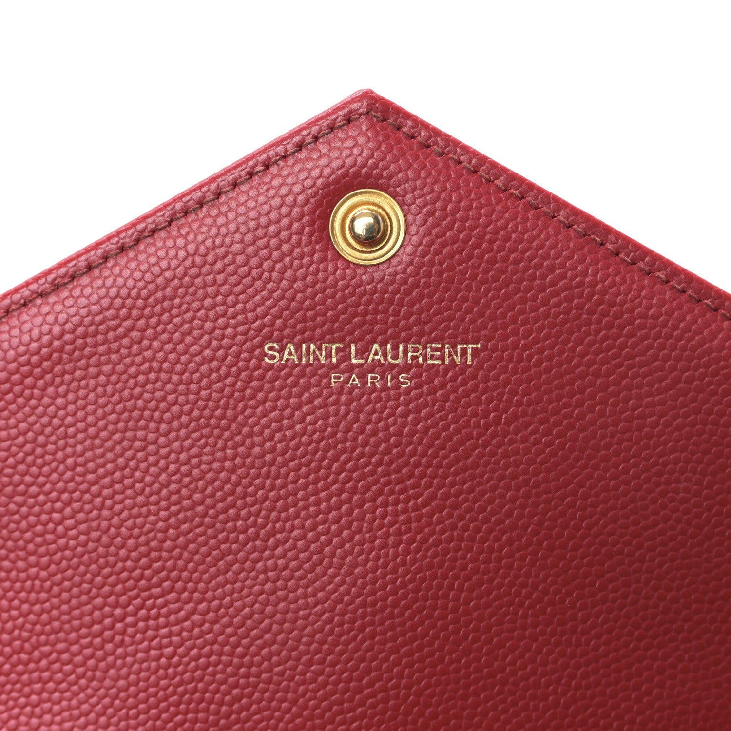Saint Laurent Grain De Poudre Matelasse Chevron Monogram Envelope Chain Wallet Red 6 of 10