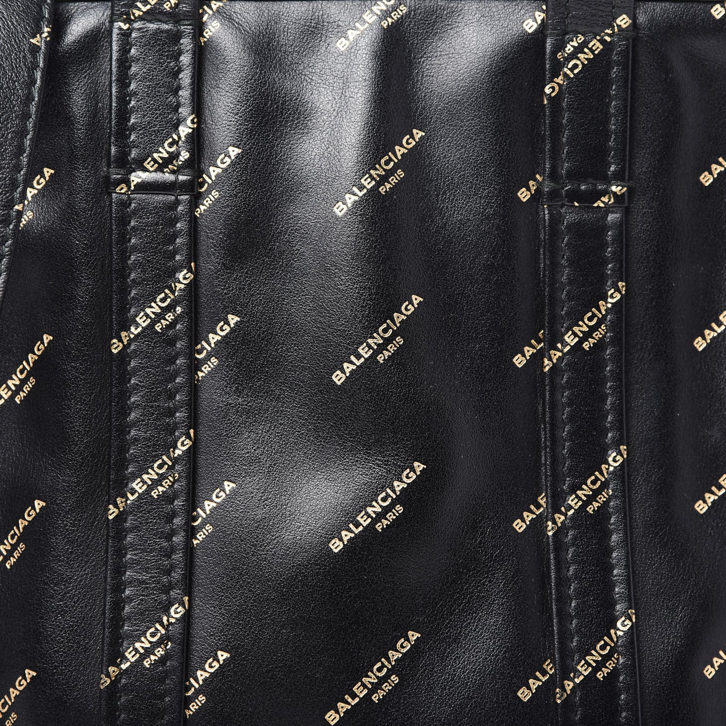 Calfskin Allover Logo XS Bazar Shopper Tote Black Gold