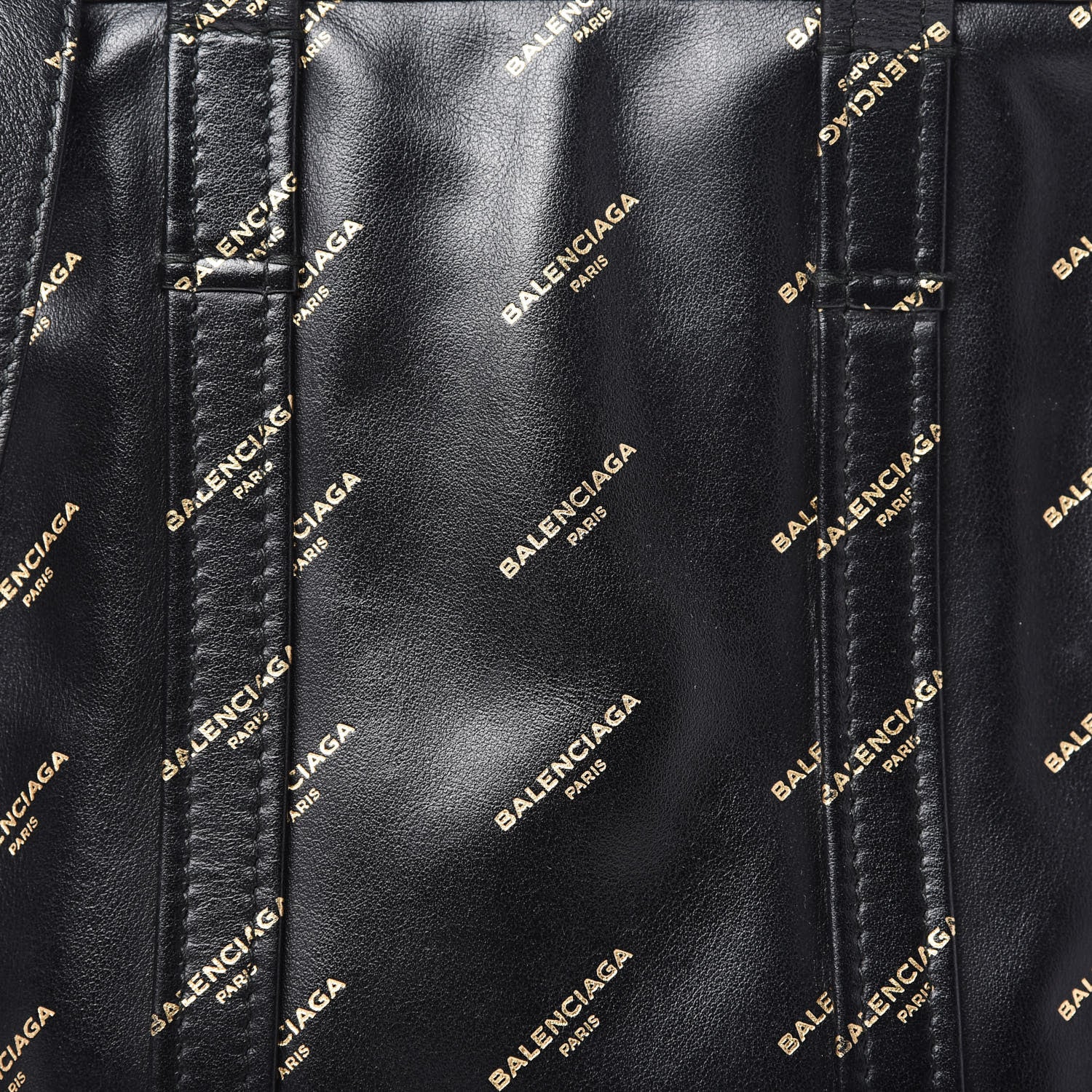 Balenciaga Calfskin Allover Logo XS Bazar Shopper Tote Black Gold 10 of 10