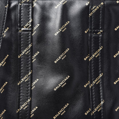 Balenciaga Calfskin Allover Logo XS Bazar Shopper Tote Black Gold 10 of 10