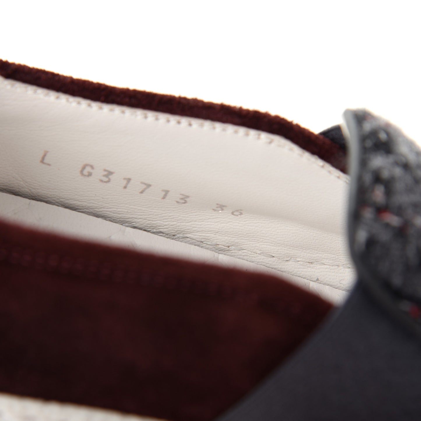 Suede Calfskin Tweed Sneakers 36 Burgundy Grey Red