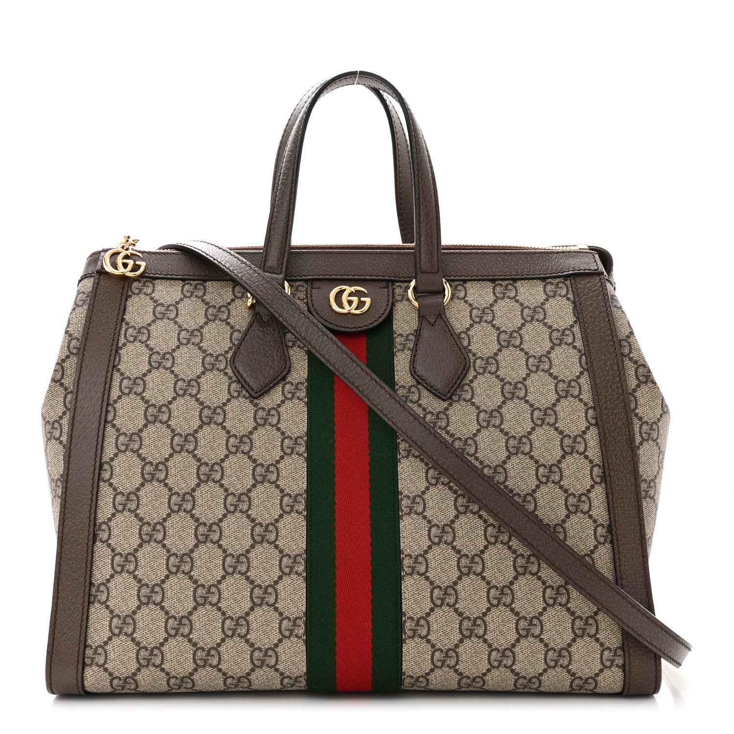 Gucci GG Supreme Monogram Web Medium Ophidia Tote Bag Brown 1 of 10