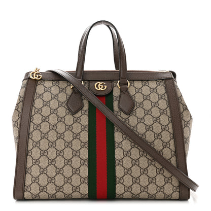Gucci GG Supreme Monogram Web Medium Ophidia Tote Bag Brown 1 of 10