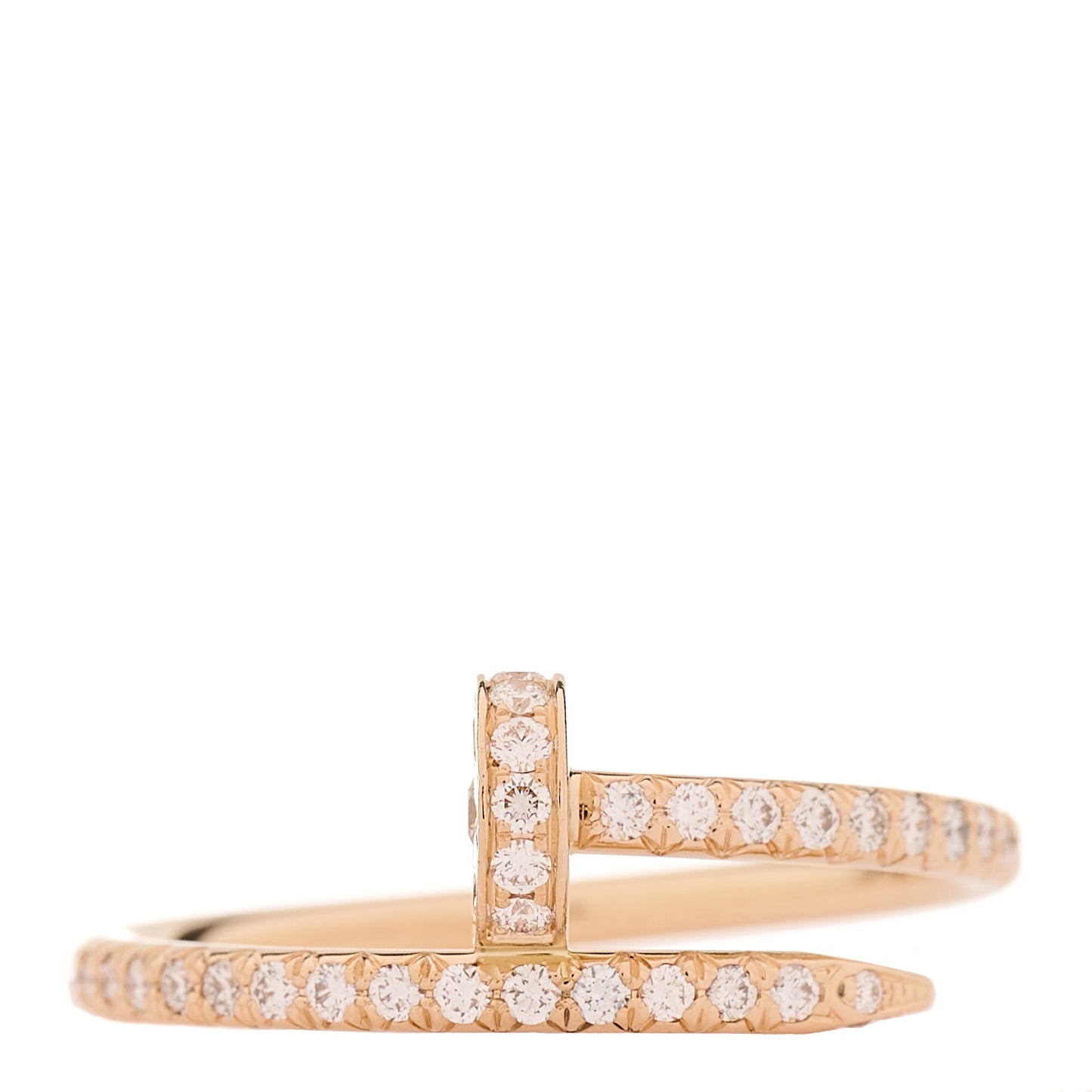 18K Pink Gold Diamond Juste Un Clou Paved Ring 52 6