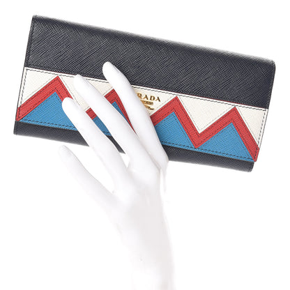 Prada Saffiano Greche Flap Continental Wallet Baltico Rosso 2 of 8