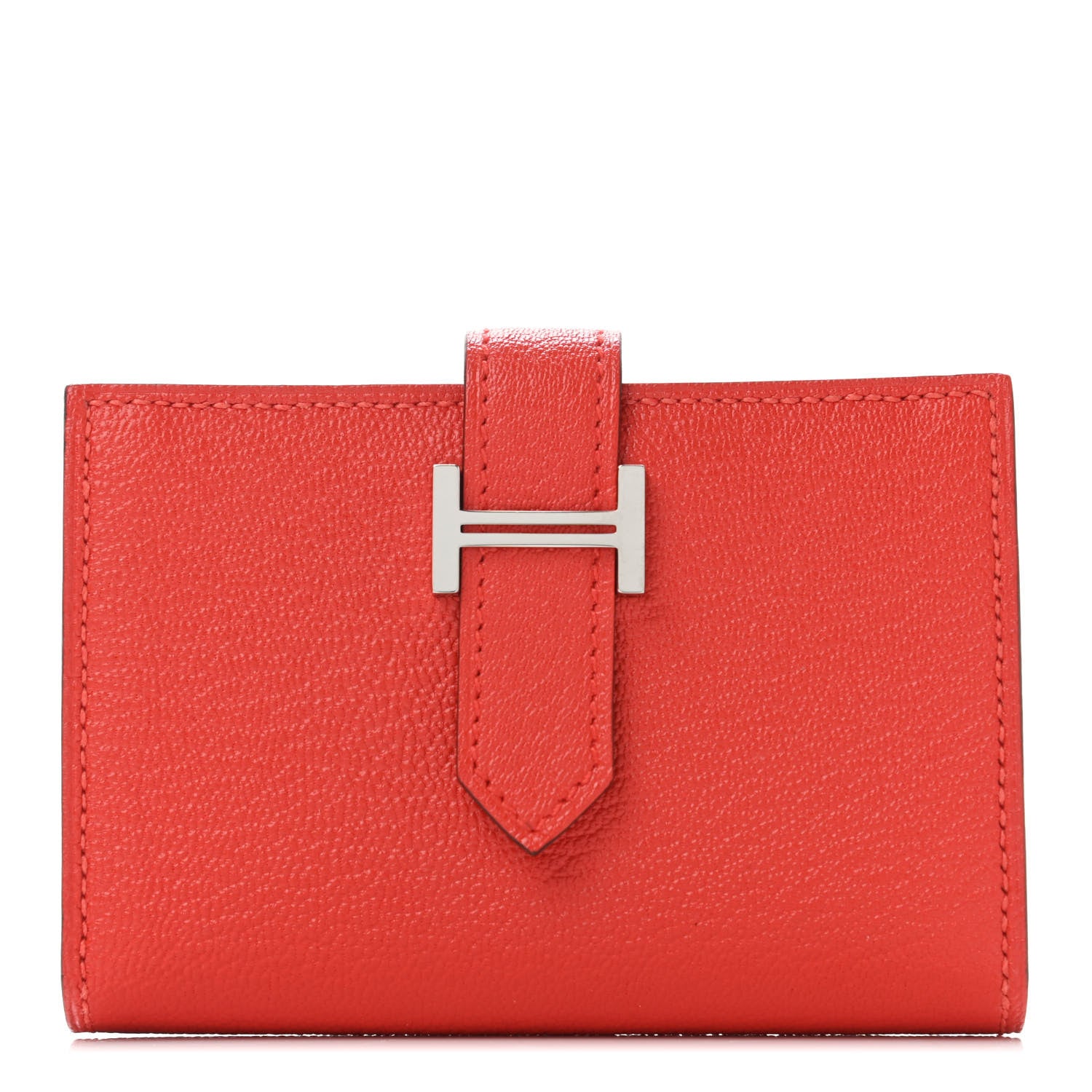 Hermes Chevre Mysore Mini Bearn Wallet Rouge De Coeur 1 of 4