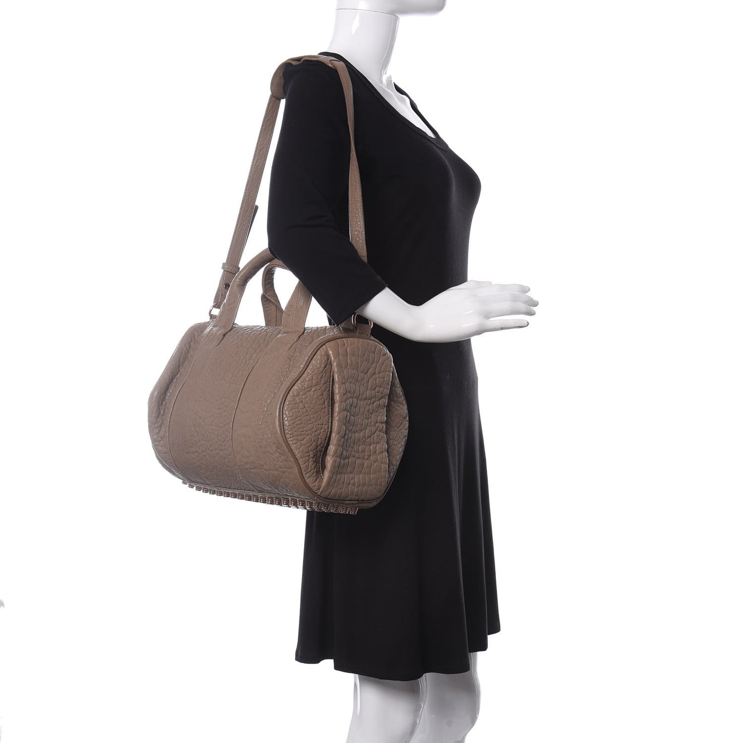 Pebbled Lambskin Rocco Latte Rose Gold Hardware