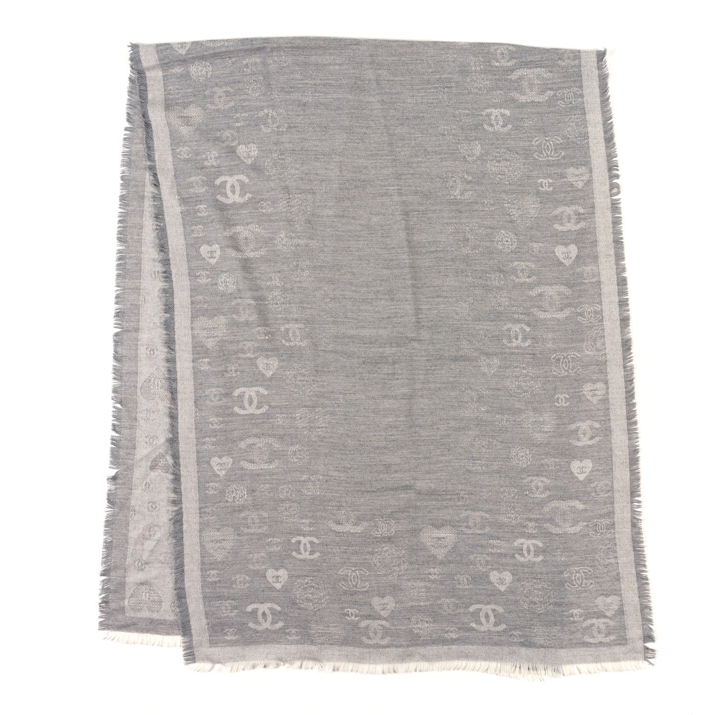 Cashmere Silk CC Heart Scarf Grey