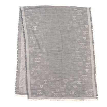 Chanel Cashmere Silk CC Heart Scarf Grey 2 of 3