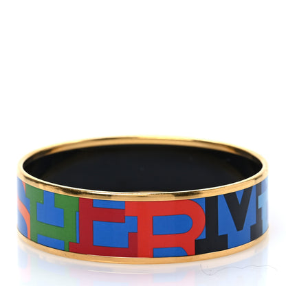 Hermes Enamel Wide Printed Capitales Bracelet 70 3 of 5