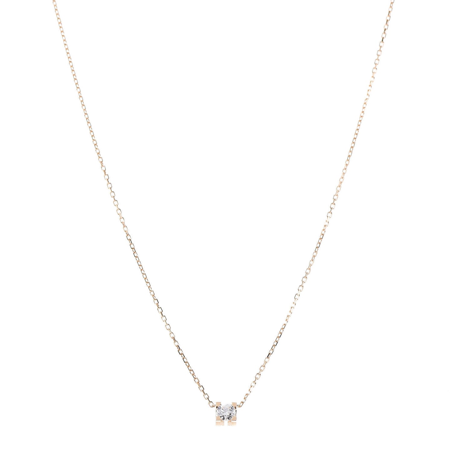 18K Pink Gold Diamond .21ct C De Pendant Necklace