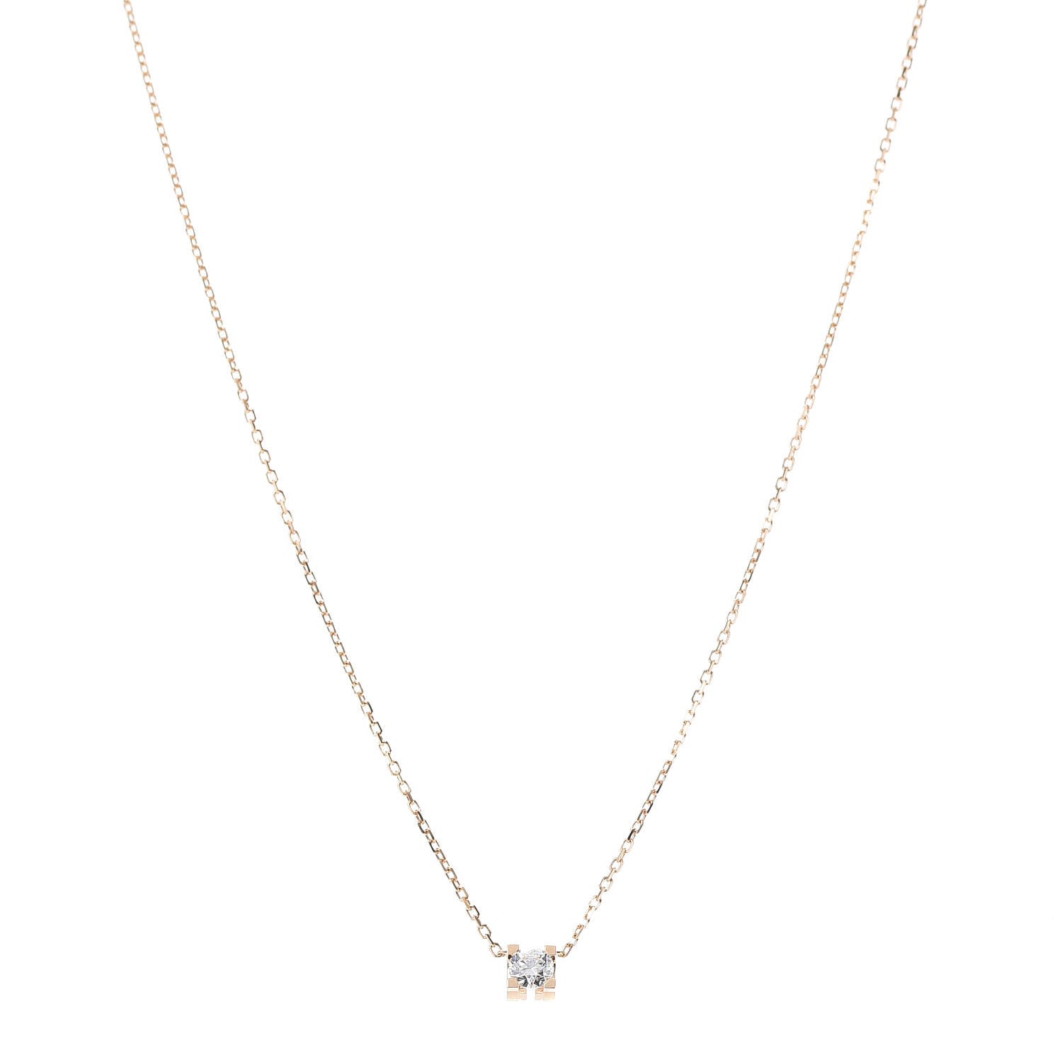 Cartier 18K Pink Gold Diamond .21ct C De Pendant Necklace 1 of 6
