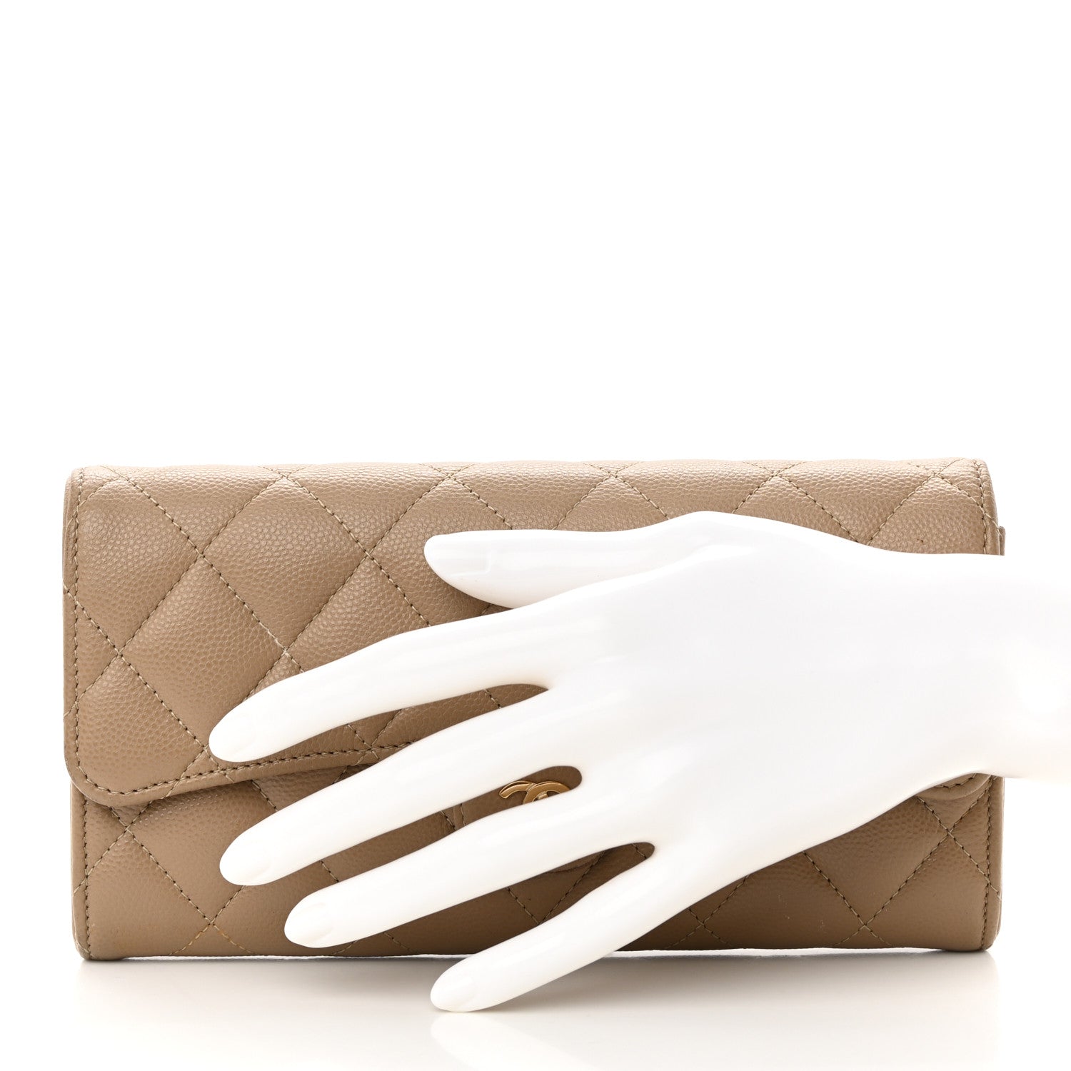 Chanel Caviar Quilted Long Flap Wallet Beige 2 of 15