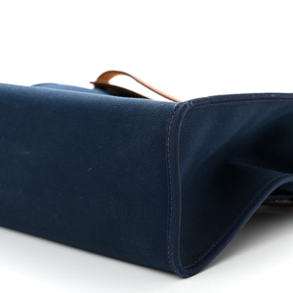 Hermes Vache Hunter Toile Herbag Zip 31 PM Bleu De Malte Natural 11 of 18