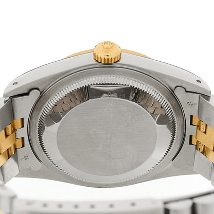 Rolex Stainless Steel 18K Yellow Gold Diamond 36mm Oyster Perpetual Datejust Watch Black 16233 4 of 5
