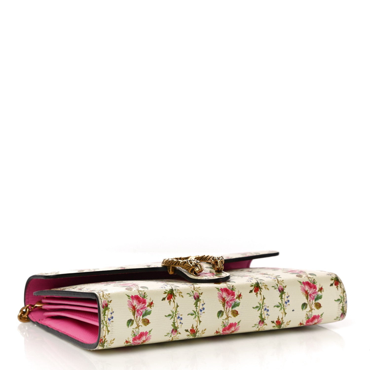 Gucci Calfskin Floral Print Mini Dionysus Chain Wallet Ivory Pink 4 of 9