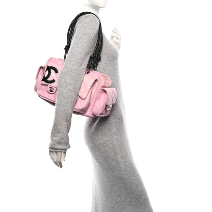 Chanel Calfskin Quilted Large Cambon Multipocket Reporter Pink Black 2 of 10