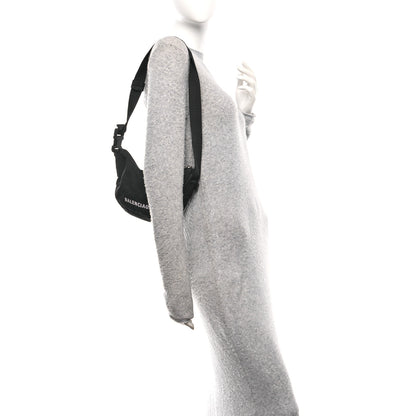 Balenciaga Recycled Sport Nylon Logo Embroidered Wheel Sling Bag Black White 2 of 14