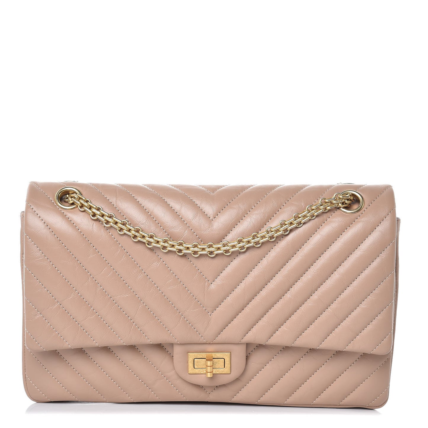 Aged Calfskin Chevron Quilted 2.55 Reissue 226 Flap Beige