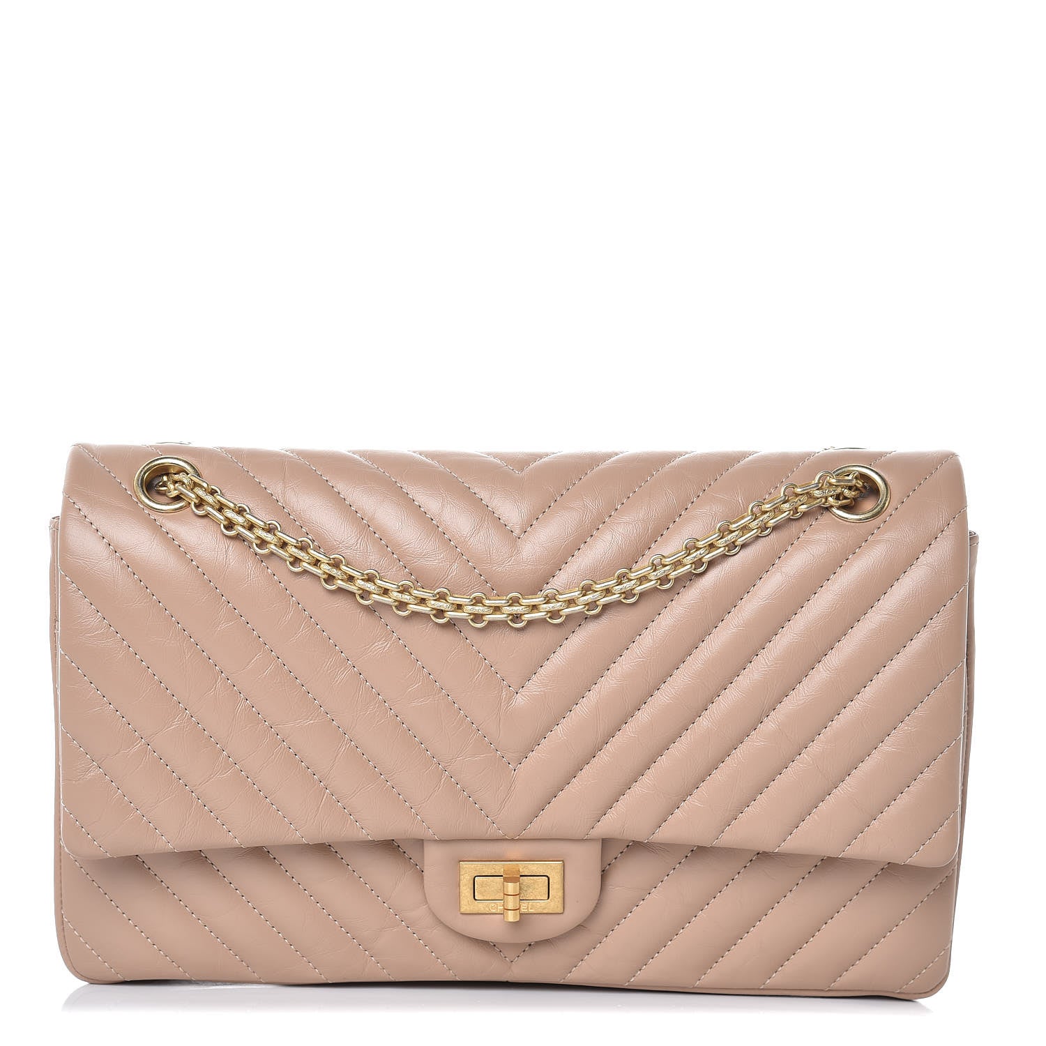 Chanel Aged Calfskin Chevron Quilted 2.55 Reissue 226 Flap Beige 1 of 7