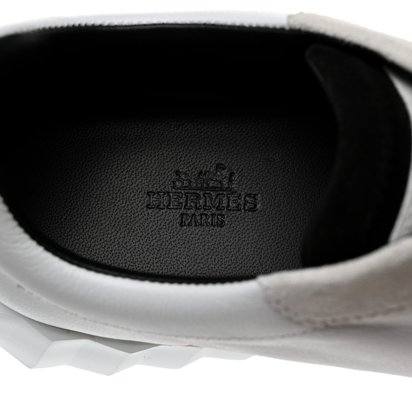 Calfskin Suede Goatskin Bouncing Sneakers 40 White Black