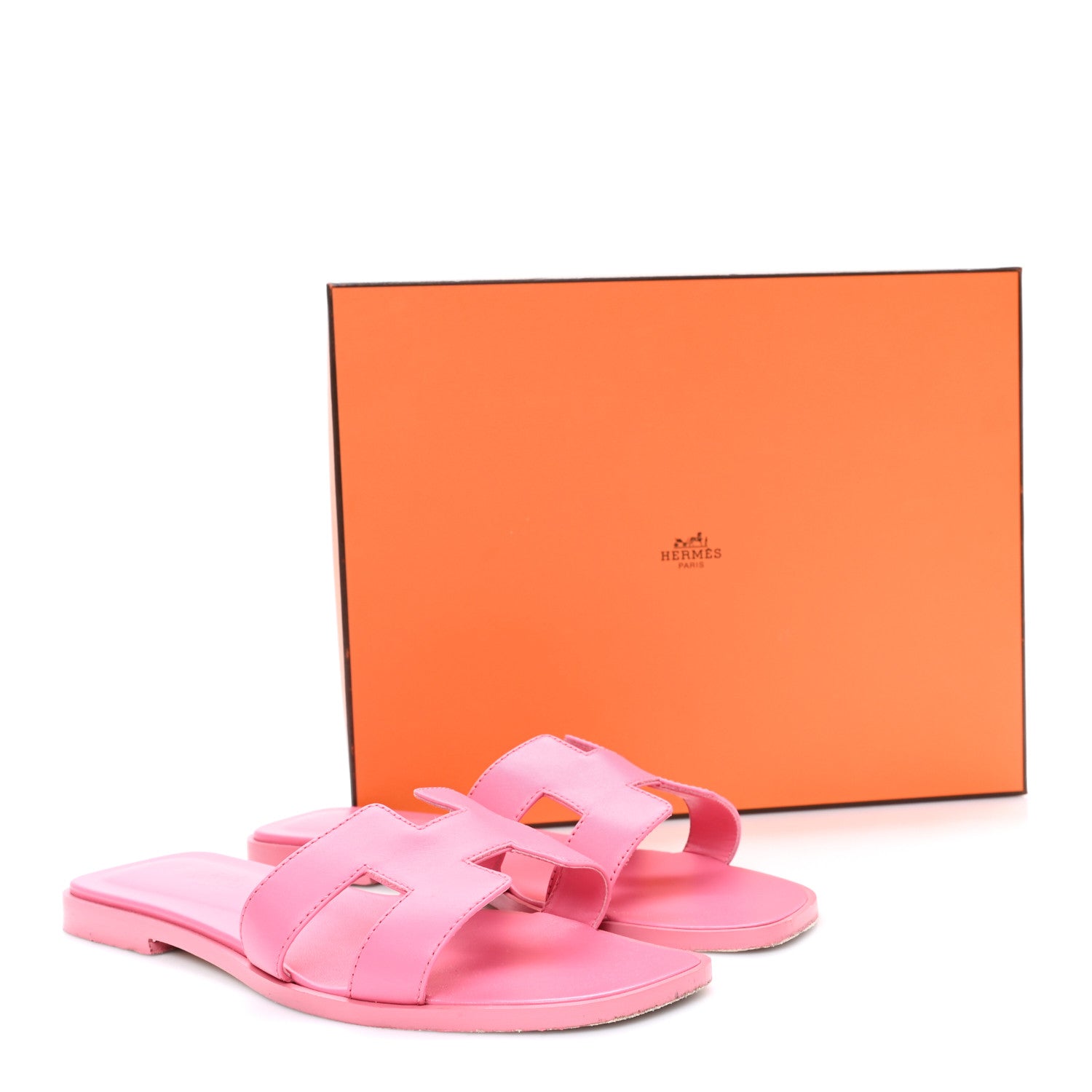 Hermes Box Calfskin Oran Sandals 36.5 Rose Boise 10 of 10