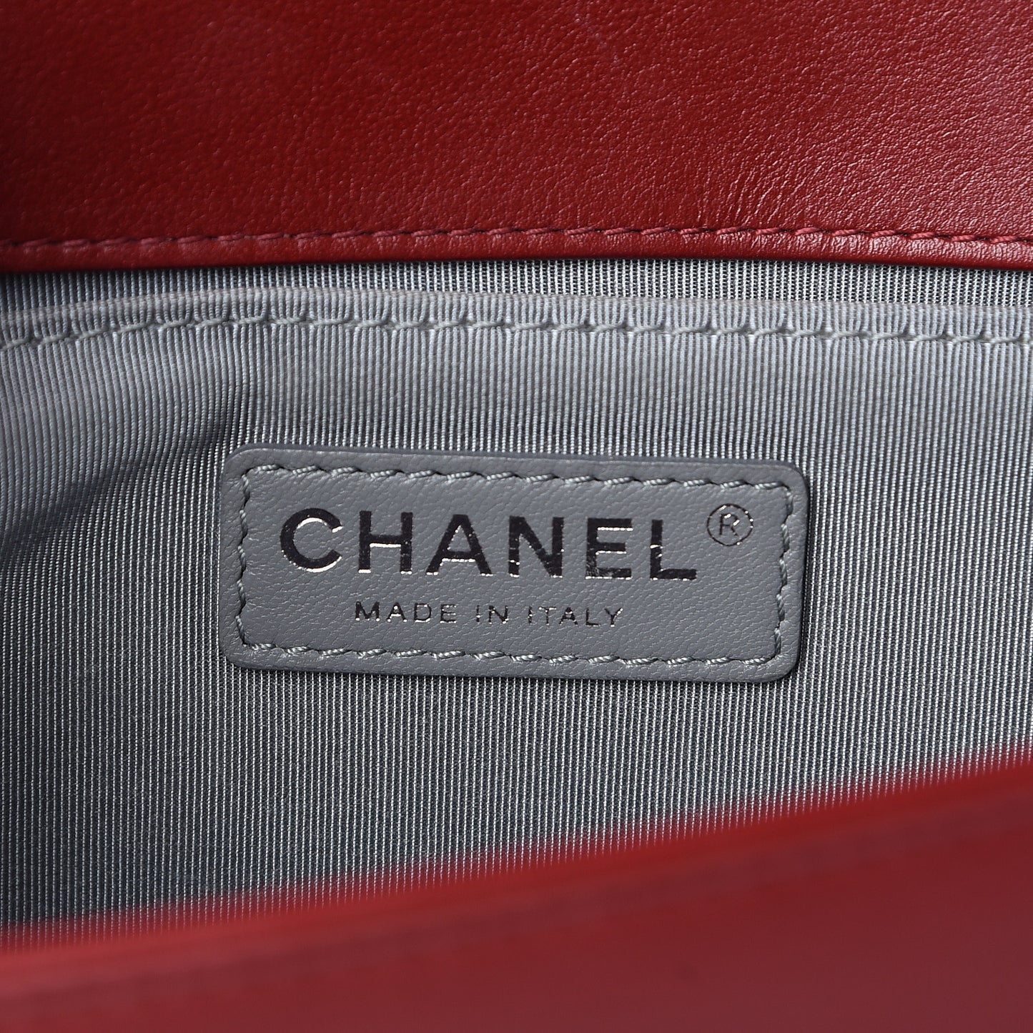 Calfskin Chevron Quilted Medium Boy Flap Dark Red
