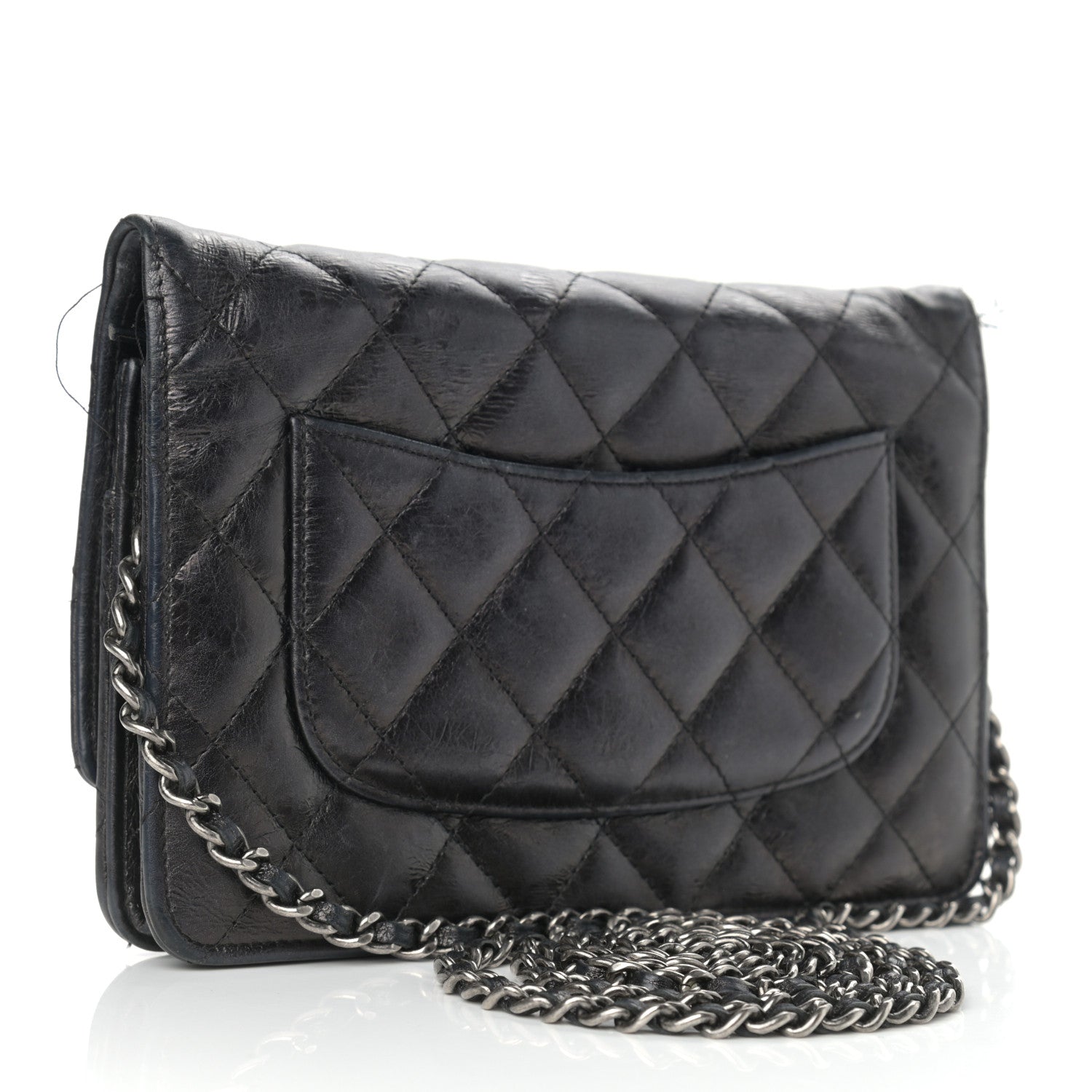 Chanel Aged Calfskin Reissue Wallet On Chain WOC Black 2 of 13
