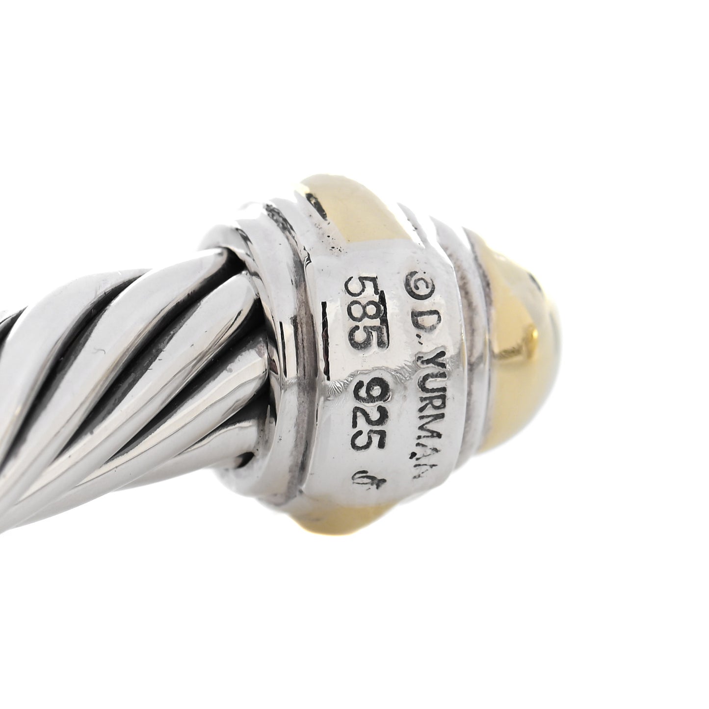 Sterling Silver 14K Yellow Gold 7mm Cable Classics Bracelet