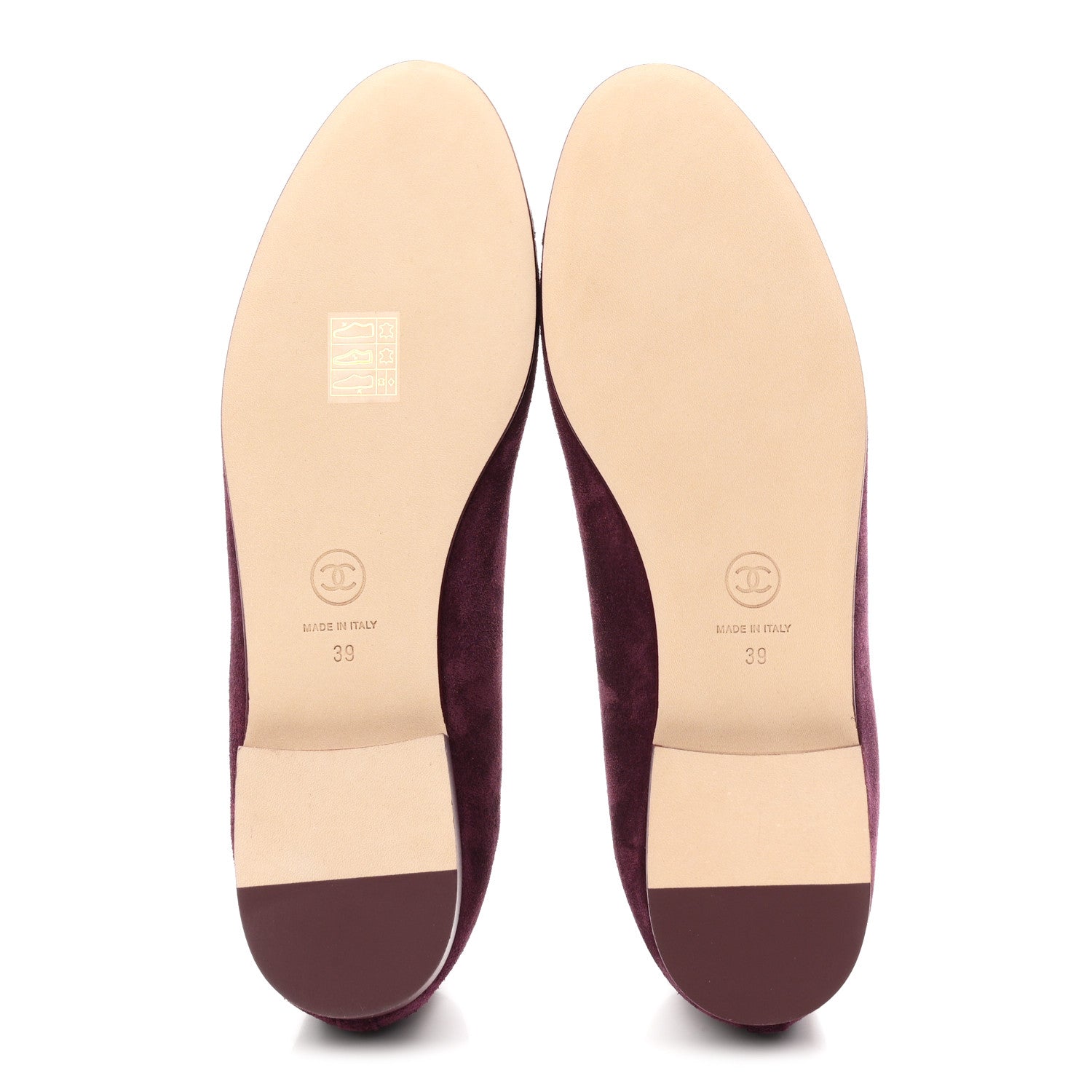 Chanel Suede Calfskin Patent Cap Toe CC Ballerina Flats 39 Burgundy 6 of 10