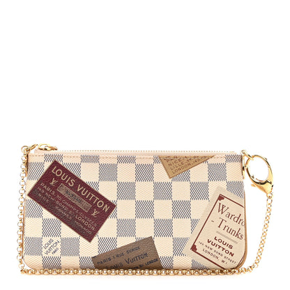 Louis Vuitton Damier Azur Trunks Labels Pochette Milla MM 1 of 9