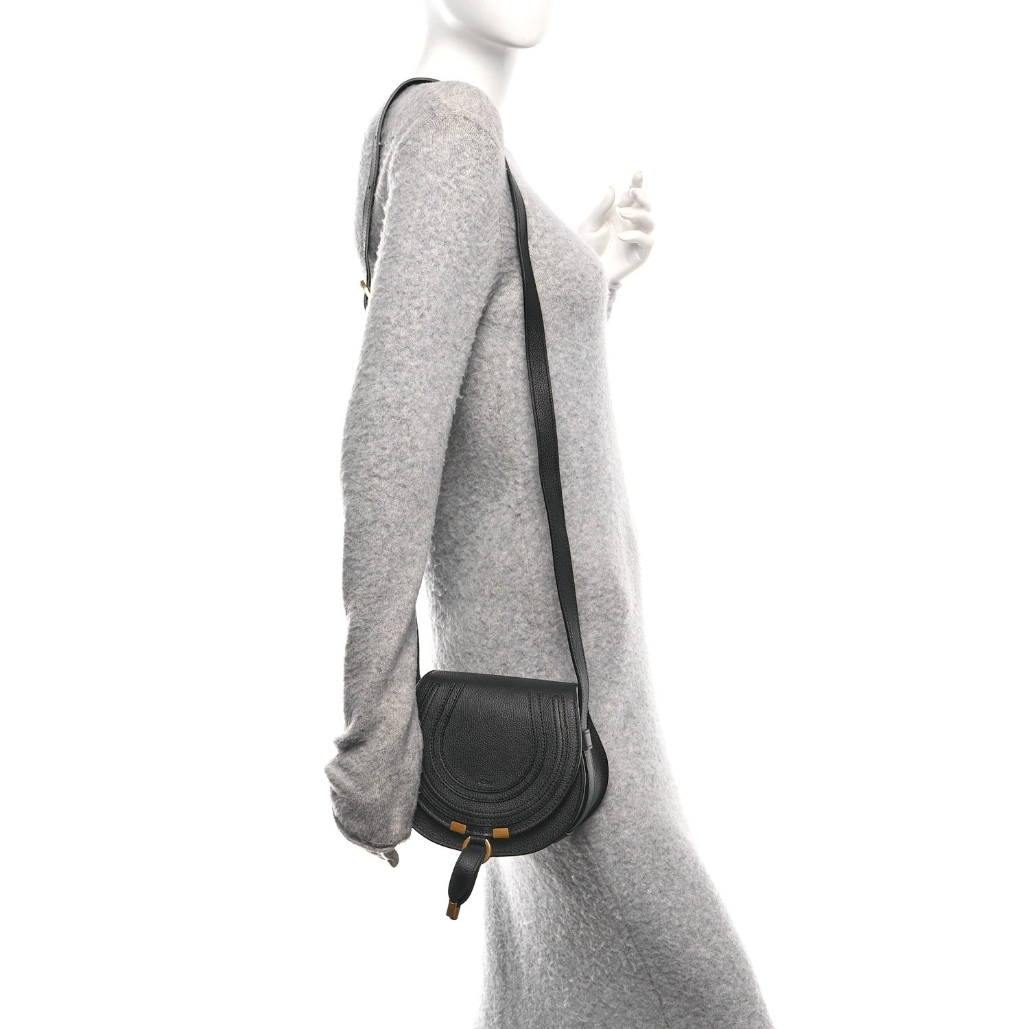 Chloe Grained Calfskin Small Marcie Saddle Bag Black 2 of 9