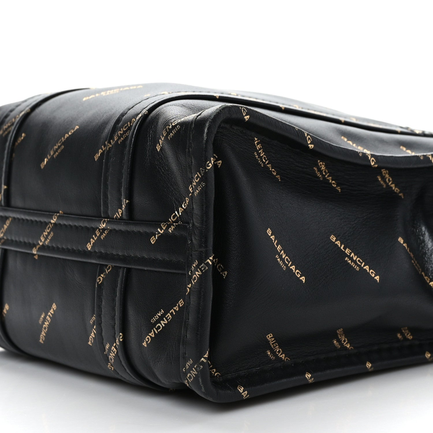Balenciaga Calfskin Allover Logo XS Bazar Shopper Tote Black Gold 9 of 9