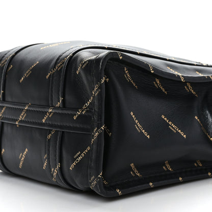 Balenciaga Calfskin Allover Logo XS Bazar Shopper Tote Black Gold 9 of 9