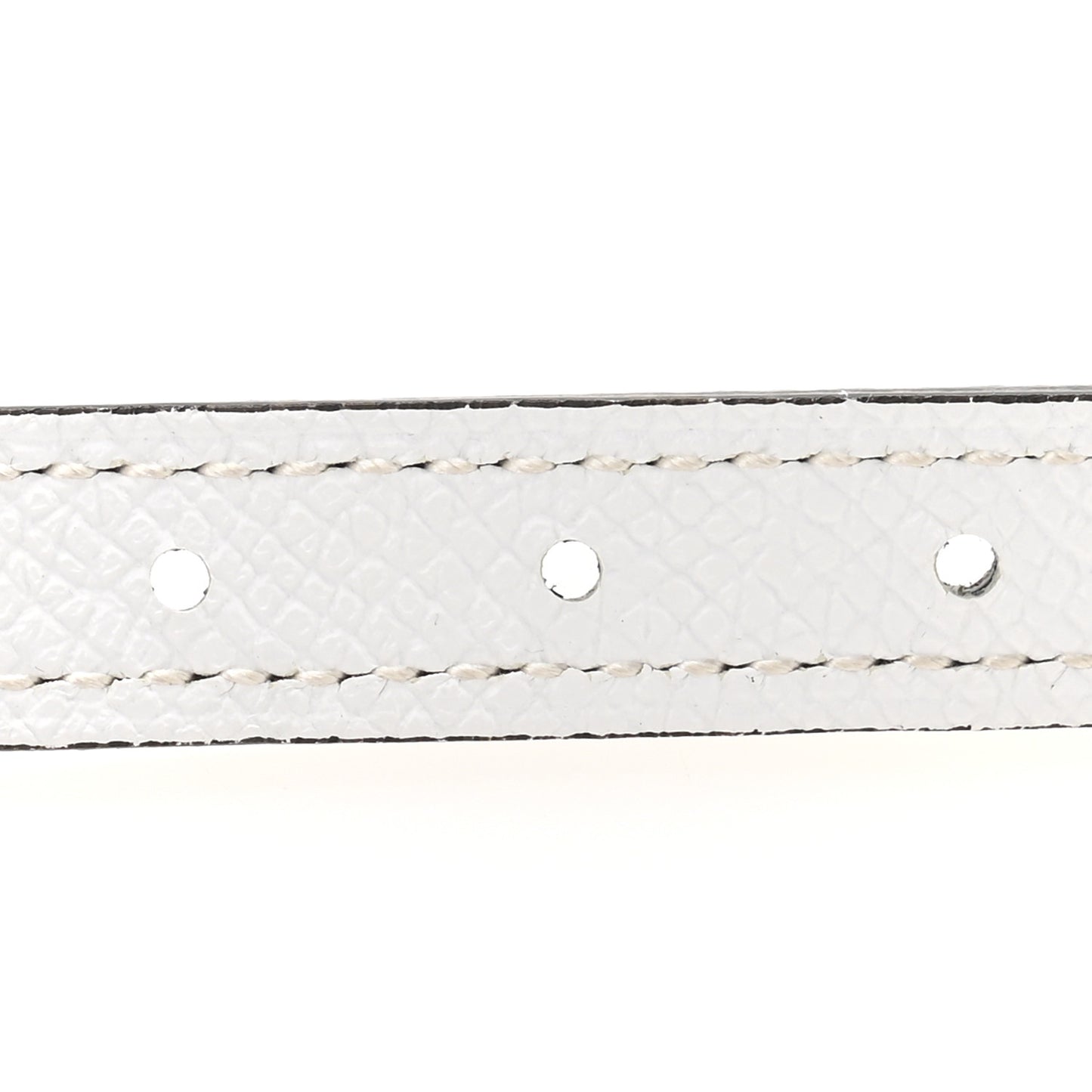 Swift Epsom Lacquered Metal 13mm Au Carre Double H Belt 70 28 Etoupe White