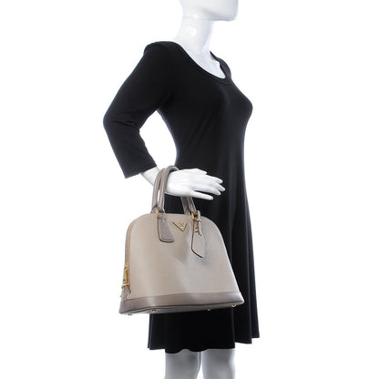 Prada Saffiano Lux Bi-Color Promenade Dome Tote Pomice Argilla 2 of 9