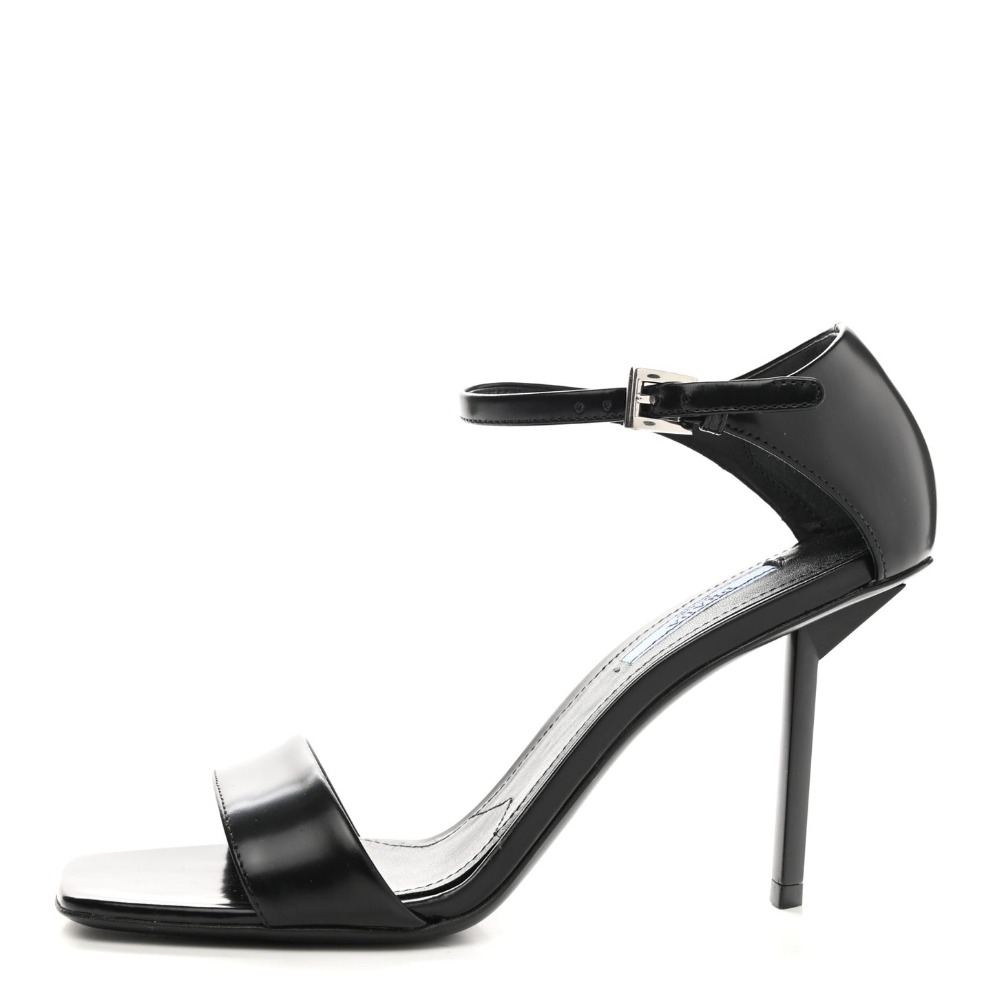 Brushed Calfskin Logo Sandals 37.5 Black