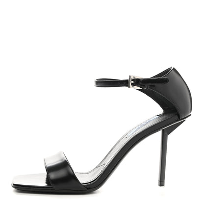 Prada Brushed Calfskin Logo Sandals 37.5 Black 1 of 9