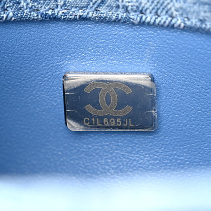 Chanel Denim Quilted Medium Camellia Sweetheart Flap Blue 7 of 10