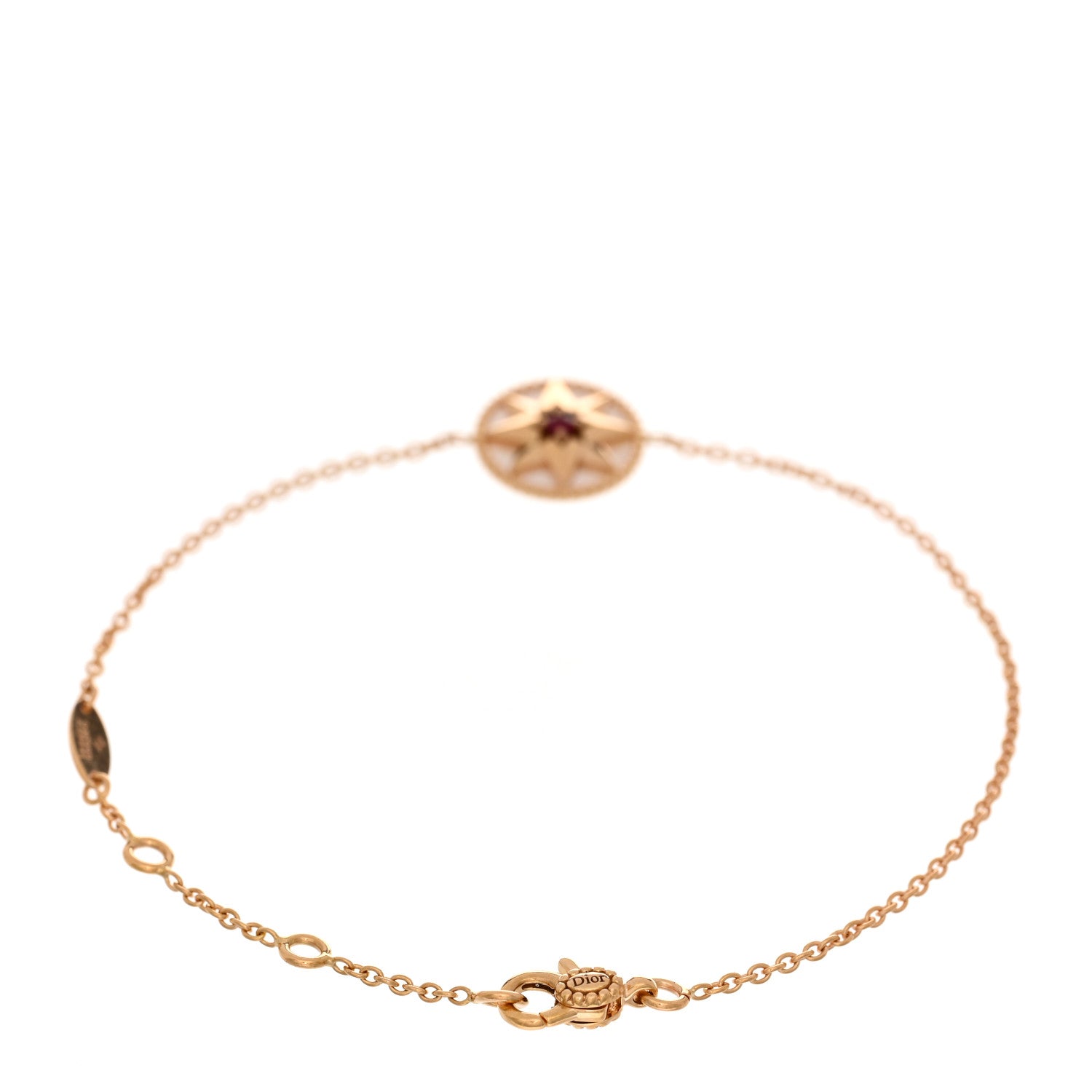 Christian Dior 18K Rose Gold Ruby Mother of Pearl Rose Des Vents Bracelet 2 of 3
