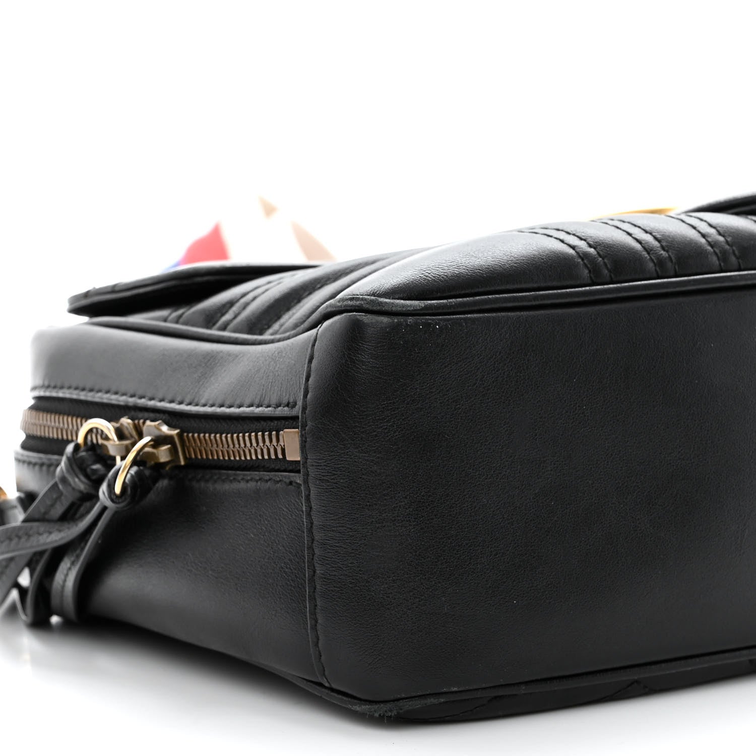 Gucci Calfskin Matelasse Sylvie Web Small GG Marmont Top Handle Shoulder Bag Black 8 of 10