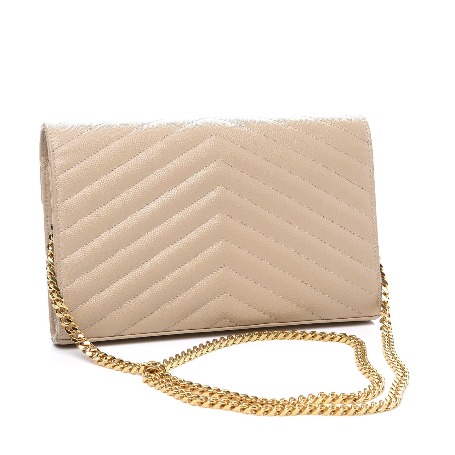 Grain De Poudre Matelasse Chevron Monogram Chain Wallet Nude Powder