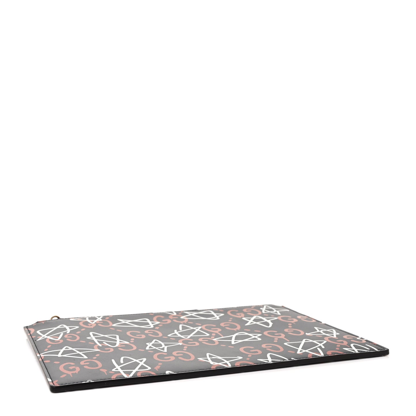 Calfskin GucciGhost Print Pouch Blue Agata Hibiscus Red