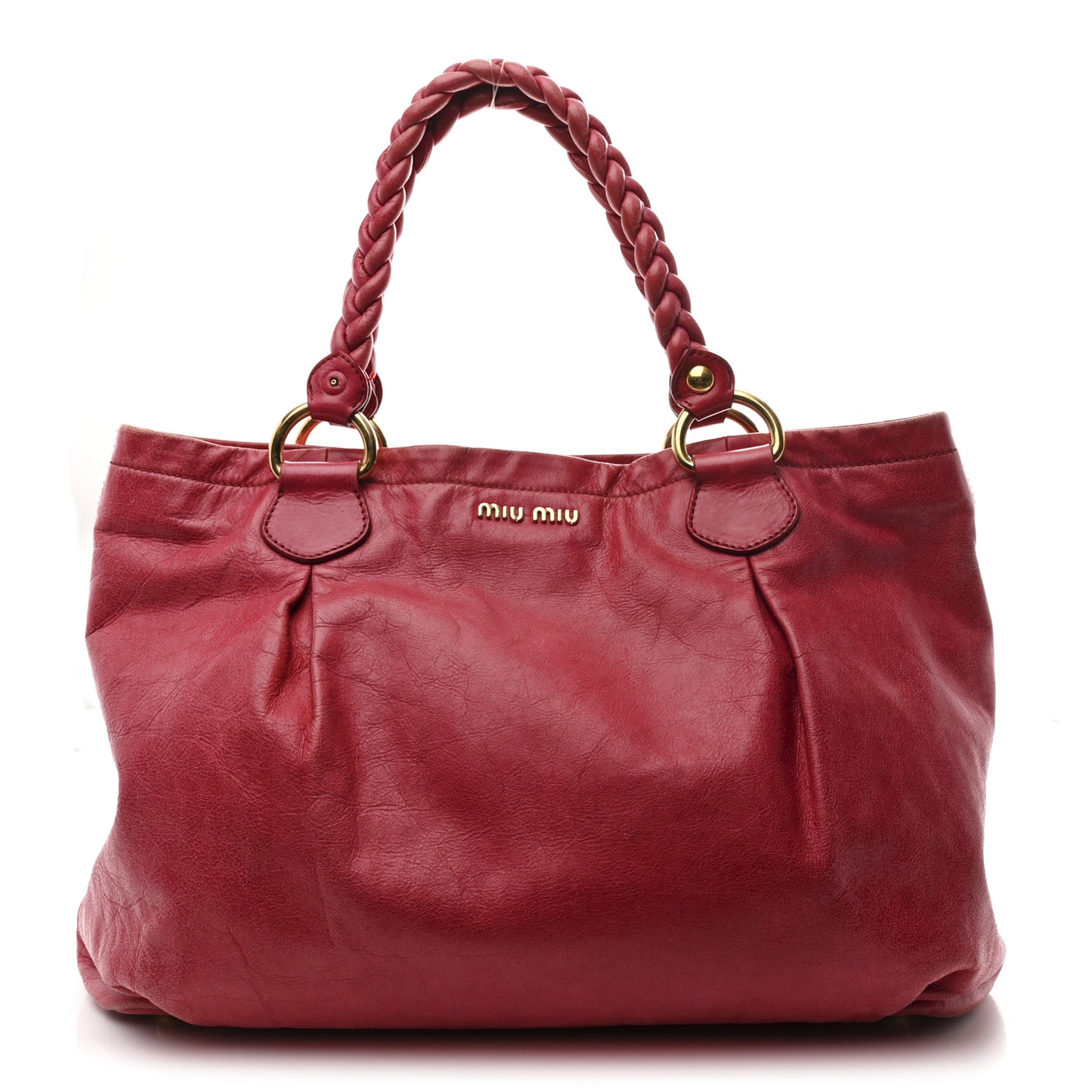 Vitello Lux Braided Top Handle Tote Fuoco