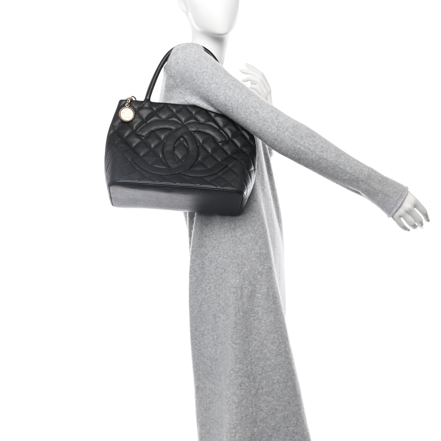 Caviar Quilted Medallion Tote Black