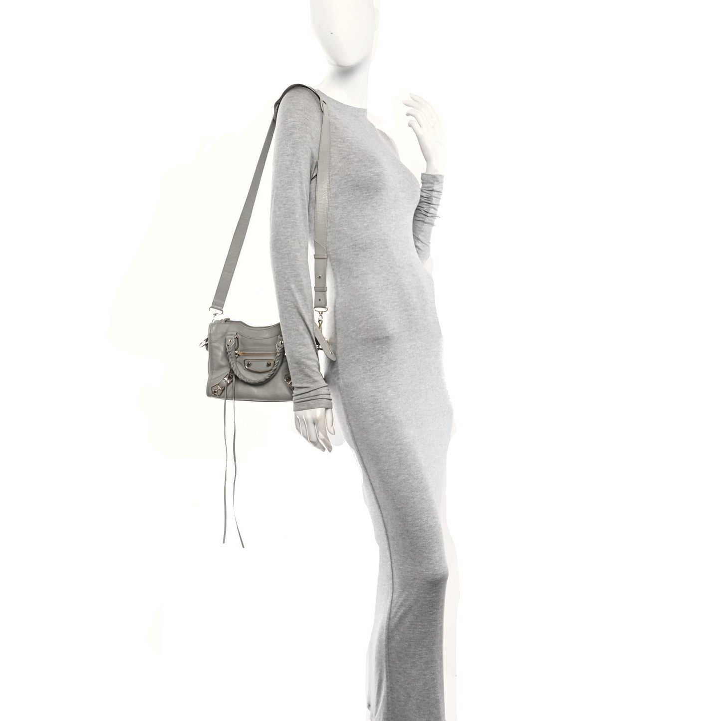Chevre Gold Metallic Edge Hardware Mini City Gris Glace