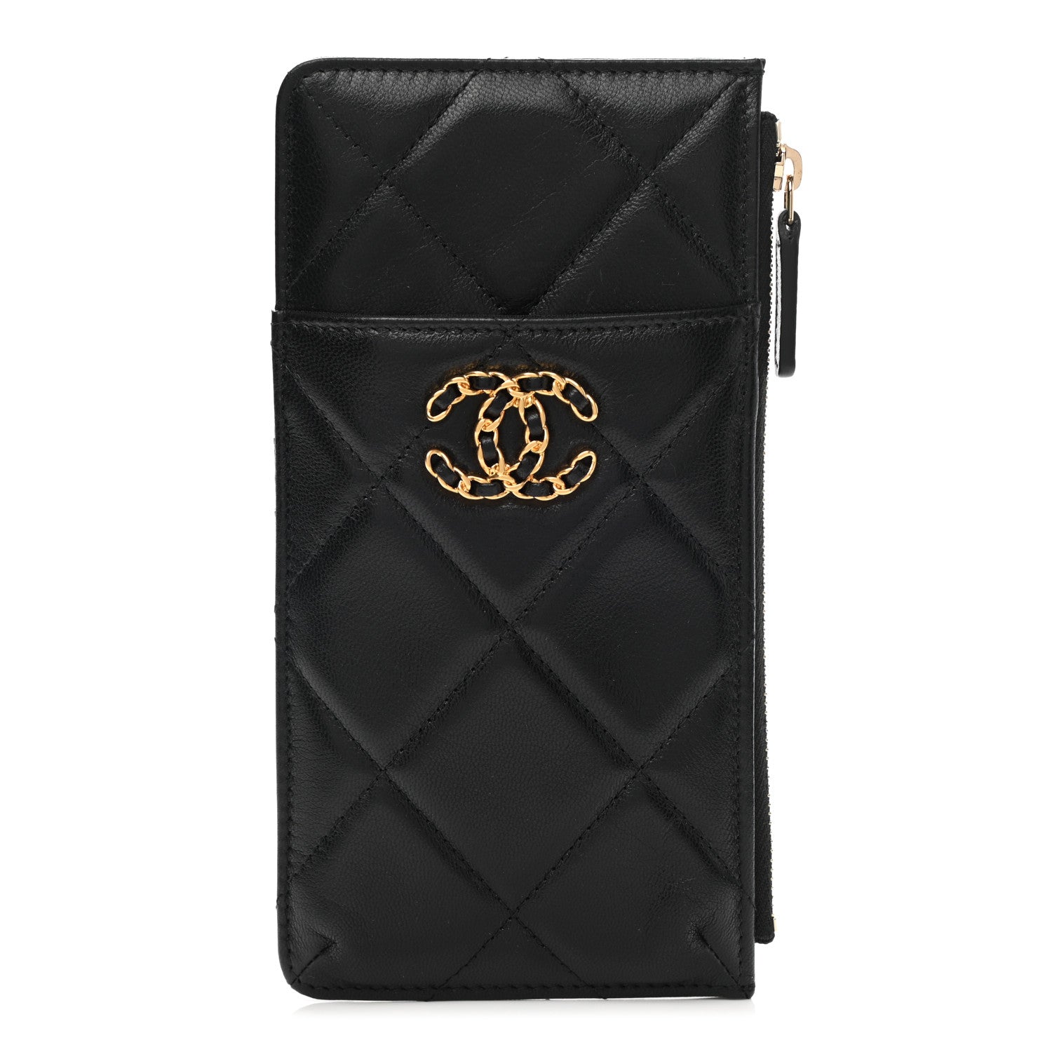 Chanel Lambskin Quilted Chanel 19 Phone and Card Holder Black 1 of 8