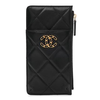 Chanel Lambskin Quilted Chanel 19 Phone and Card Holder Black 1 of 8